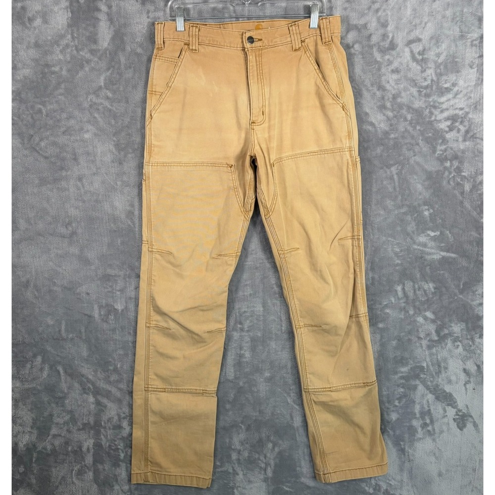 Carhartt Rugged Flex Rigby Double Front Knee Work Pants Mens 32x34 Beige Tan
